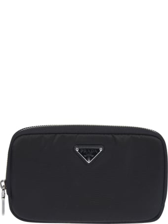Prada Logo Plaque Zip-around Clutch