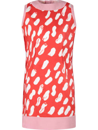 Marni Red Girl Dress With White Spots