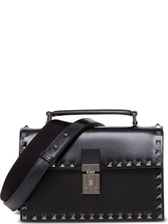 Valentino Garavani Rockstud Crossbody Bag In Black Leather