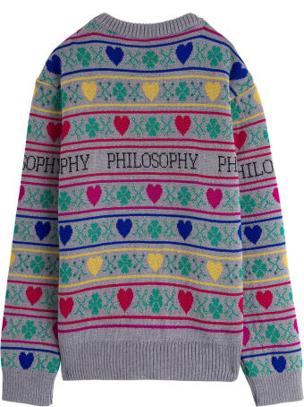 Philosophy di Lorenzo Serafini Kids Wool Sweater With Hearts Detail