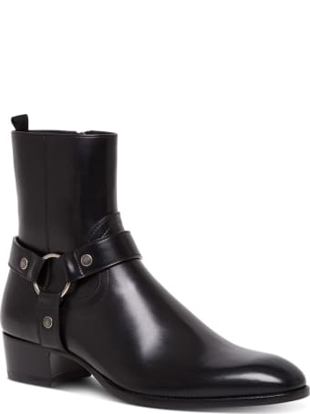 Saint Laurent Wyatt Ankle Boots In Black Leather