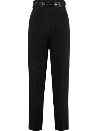 Pinko Shelby Faux Leather Detail Jeans