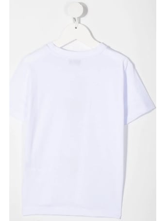 Neil Barrett Kid White T-shirt With Thunderbolt And Stable Print