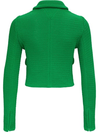 Bottega Veneta Racked Ribbed Green Knit Jacket