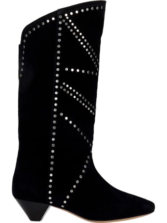 Isabel Marant Darka Low Heels Boots In Black Suede