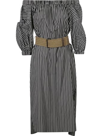 Brunello Cucinelli Stripe Print Off-shoulder Dress