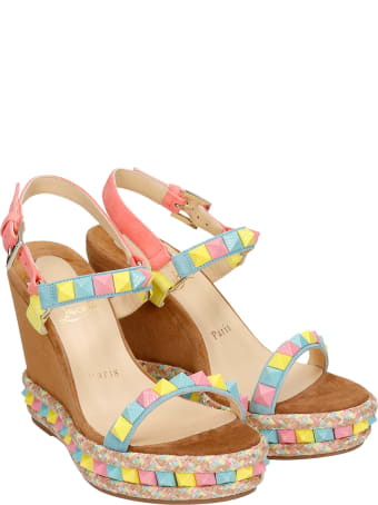 Christian Louboutin Pyraclou 110 Wedges In Leather Color Suede
