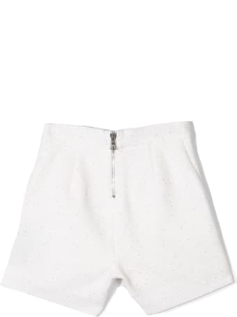 Balmain White Cotton-blend Tweed Shorts