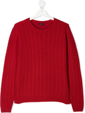 Il Gufo Red Cable Knit Wool Sweater