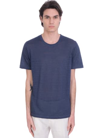 120% Lino T-shirt In Blue Linen