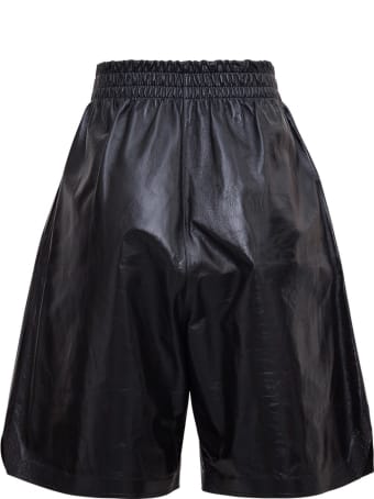 Bottega Veneta High Waisted Bermuda Shorts In Leather