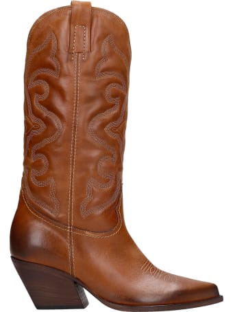 Elena Iachi Texan Boots In Leather Color Leather