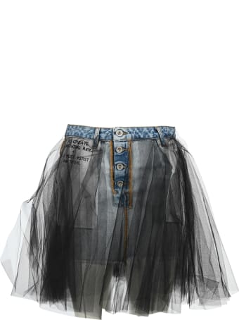 Ben Taverniti Unravel Project Unravel Tulle Layered Mini Denim Skirt