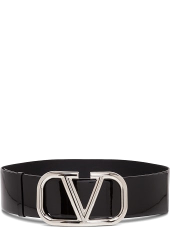 Valentino Garavani V Logo Patent Leather Belt