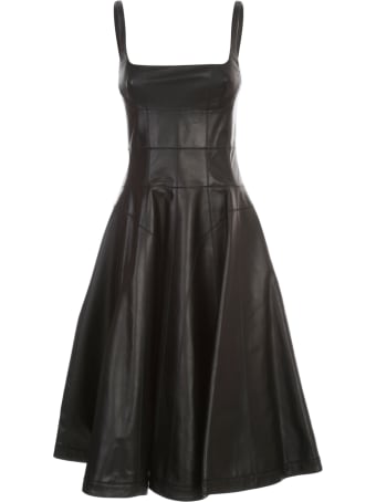 Giovanni Bedin Leather Sleeveless Godet Mini Dress
