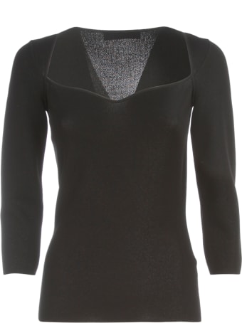 Gentry Lurex Heart Neck 3/4s Sweater