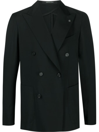 Tagliatore Double-breasted Jacket In Black Wool