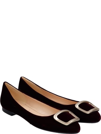 Fabio Rusconi Ballet Flats In Bordeaux Velvet