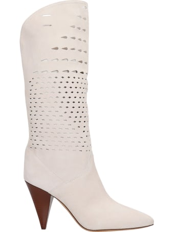 Isabel Marant Lurrey High Heels Boots In White Leather