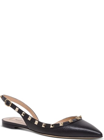 Valentino Garavani Rockstud Slingback Ballerina Shoes