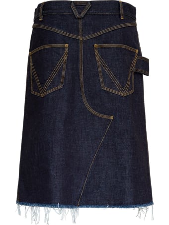 Bottega Veneta Denim Skirt With Contrasting Stitching