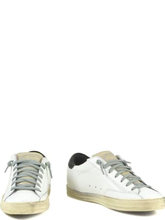P448 White Leather Women's Sneakers W/black Signature Details