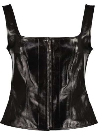 ALEXACHUNG Leather Crop-top
