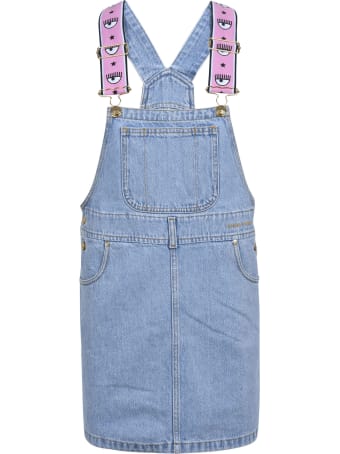 Chiara Ferragni Logomania Salopette Denim Dress