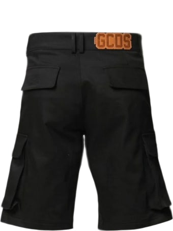 GCDS Black Cotton Cargo Pocket Shorts