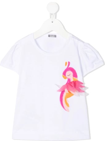 Il Gufo Newborn White T-shirt With Parrot Print