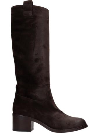 Julie Dee High Heels Boots In Brown Suede