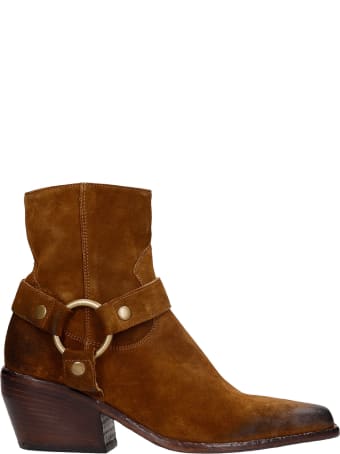 Elena Iachi Texan Ankle Boots In Leather Color Suede