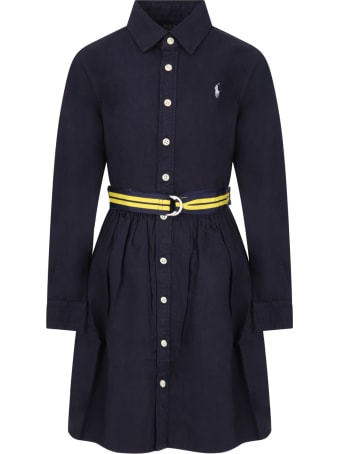 Ralph Lauren Blue Dress For Girl With Pony Logo