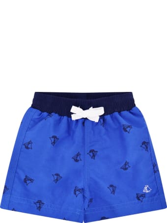 Petit Bateau Blue Swimwear With Black Boats