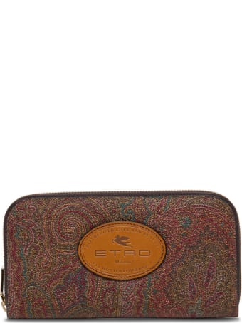 Etro Paisley Leather Wallet With Logo