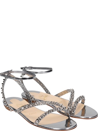 Christian Louboutin Mafaldina Flats In Silver Leather