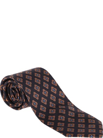 Barba Napoli Beige And Blue Silk Tie