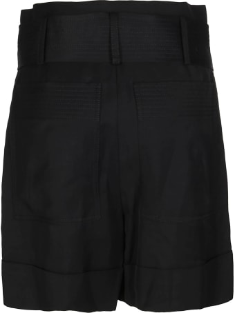 Parosh Black Viscose-linen Blend Shorts
