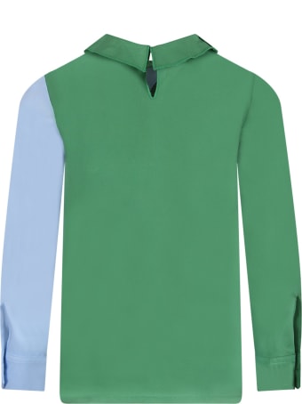 Vivetta Green And Light Blue Blouse For Girl