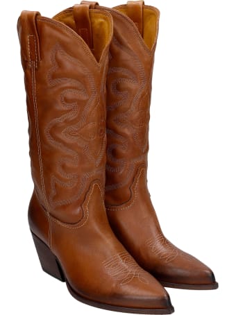 Elena Iachi Texan Boots In Leather Color Leather