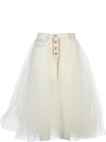 Ben Taverniti Unravel Project Unravel Tulle Layered Denim Skirt