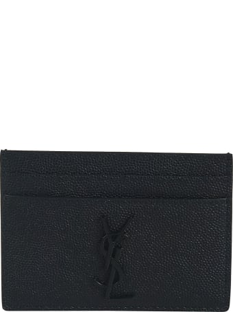 Saint Laurent Logo Plaque Grained Card Holder