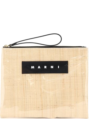 Marni Glossy Grip Raffia Pouch