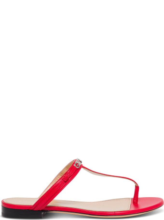 Givenchy Red Leather Sandals With Logo