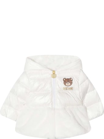 Moschino White Padded Jacket With Logo