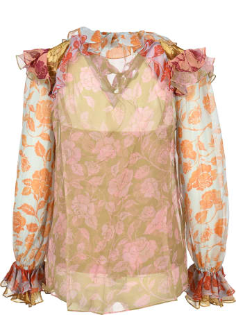 Zimmermann The Lovestruck Ruffle Shirt In Mixed Roses
