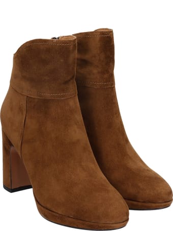 Bibi Lou High Heels Ankle Boots In Brown Suede