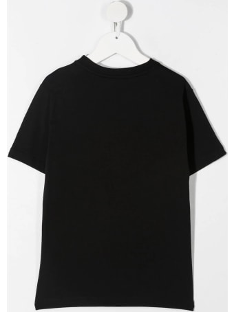 Neil Barrett Kid Black T-shirt With Thunderbolt And Stable Print