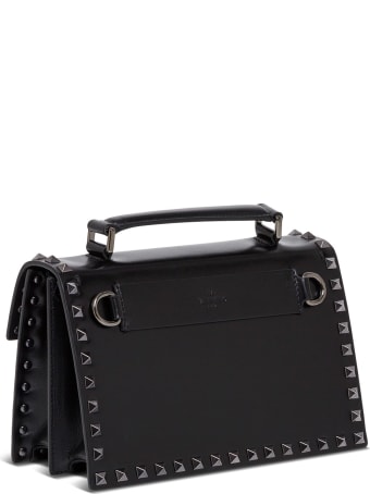 Valentino Garavani Rockstud Crossbody Bag In Black Leather
