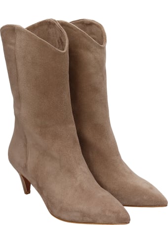 Julie Dee High Heels Ankle Boots In Taupe Suede
